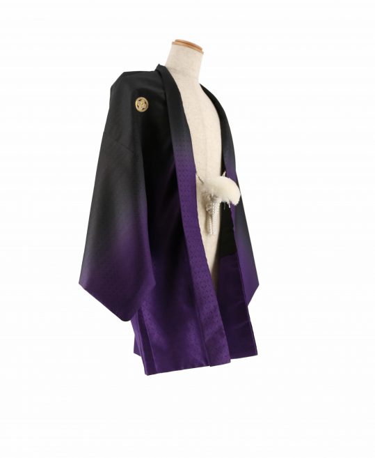 紋付袴レンタル・成人式・結婚式・卒業式【羽織】黒から紫のグラデーション　金の鷹No.293